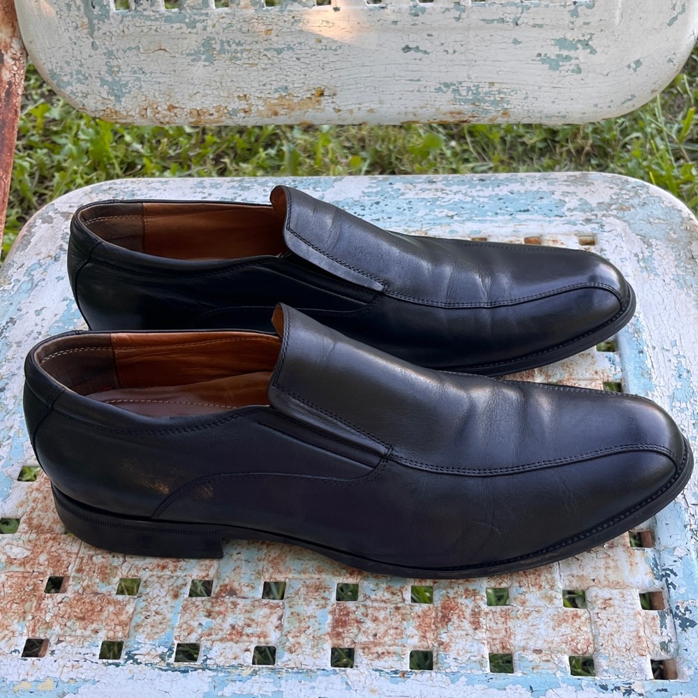 Abeo B.I.O.system Mens Black Leather Bicycle Toe Slip On Dress Loafers Shoes